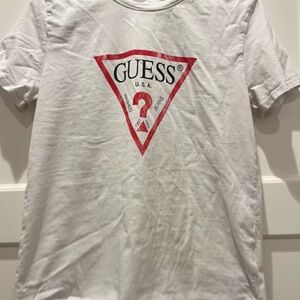 Guess White T-Shirt with Red Logo